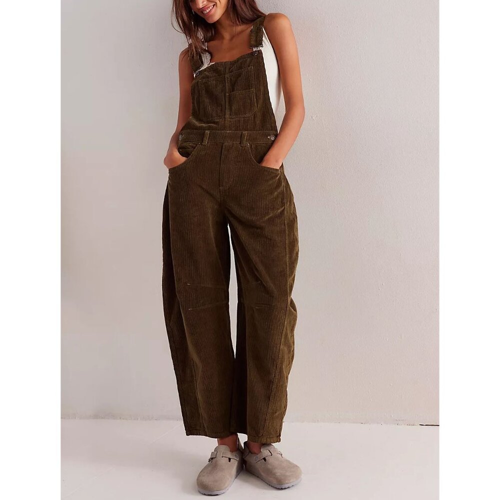 Free People Fig Green Corduroy Jumpsuit